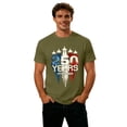 thumbnail image 5 of Sjldqy Mens 4th Of July Shirt Quick Dry Comfy Red White Blue Letter Print T-Shirt Short Sleeve Crew Neck Anniversary Summer Patriotic Top For Men Size L Army Green, 5 of 5