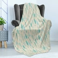 thumbnail image 4 of Feathers Soft Flannel Fleece Throw Blanket, Resemblance Freedom Horizontal Layout Delicate and Ethnic, Cozy Plush for Indoor and Outdoor Use, 50" x 70", Turquoise Pale Sky Blue, by Ambesonne, 4 of 5
