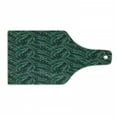 thumbnail image 1 of Palm Leaf Cutting Board, Watercolor Tropical Jungle Leaves Pattern Fresh Rainforest Hawaii Summer, Tempered Glass Cutting and Serving Board, Wine Bottle Shape, Dark Green Black, by Ambesonne, 1 of 1