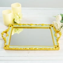 Efavormart Metallic Gold/Mint Green Resin Decorative Serving Tray - Rectangle Mirrored Vanity Tray - 15"x10"