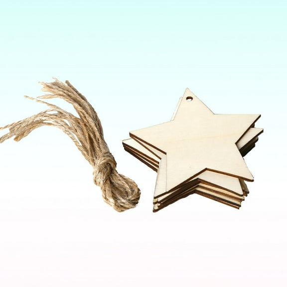 jojofuny 10Pcs Rustic Star Pendant for Home and Christmas Celebration in Wood