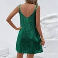 thumbnail image 4 of Women's Fashion Sequin Solid Color Suspender Dress for New Year's Eve, Clubs, and Evening Galas Green L, 4 of 5