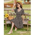 thumbnail image 4 of Zeagoo Women Sundress Summer 2025 Casual V Neck Mini Swing Dresses Loose Floral Print Swing Ruffle Short Sleeve Dress for Beach 2025 Tshirt Dress Vacation Beach Party, 4 of 8