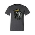 thumbnail image 2 of Wild Bobby, King Lion with Gold Crown Art, Animal Lover, Men Graphic Tee, Heather Black, Large, 2 of 4