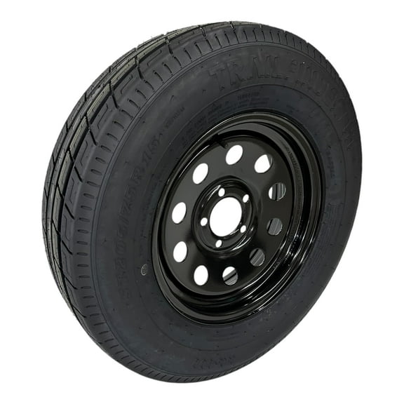 Radial Trailer Tire on Rim ST205/75R15 TrailFinder HT LRD 8 Ply Black Modular Wheel 5 Lug 5x4.5" Bolt Pattern