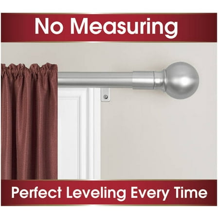 Smart Rods Easy Install Drapery Window Curtain Rod Ball Finial