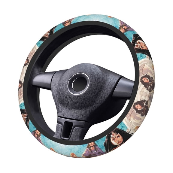 Won-Der Wo-Man Steering Wheel Cover Elastic Stretch Breathable Vehicle Steering Wheel Protector Car Interior Accessories