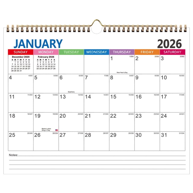 English Wall Calendar Coil 365 Day Countdown Calendar – Durable, Decorative, Hanging Design for Home Office