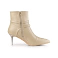 thumbnail image 3 of BLISSFUL STEP Women's Pointed Toe Stiletto Clear Heels Ankle Boots Beige 6, 3 of 7