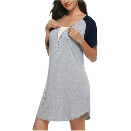 

Tangnade pregnant costumes for women maternity dress Women s Maternity Short Sleeve O-neck Nursing Nightdress Breastfeeding Dress