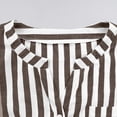 thumbnail image 7 of Womens Short Sleeve Shirts Linen Lightweight Striped V Neck Tops Loose Casual Summer Blouses with Pocket (XL, Coffee), 7 of 7