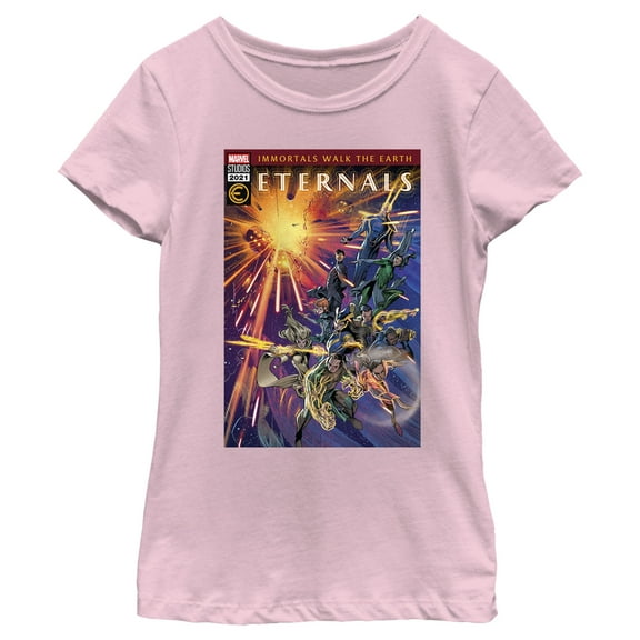 Girl's Marvel Eternals Immortals Walk the Earth Comic Book Cover  Graphic Tee Light Pink Small