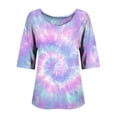 thumbnail image 6 of Endives Women's 3/4 Length Sleeve Womens Tops 2025 Vintage Fashion Casual Loose with Round Neck Shirts Blouse, 6 of 6