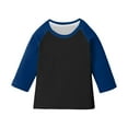 thumbnail image 2 of fnnxnal Big Girls 9T Blue Baseball Tee - Color Block 3/4 Sleeve, Polyester Spandex, Machine Washable Durable Kids Everyday Shirt, 2 of 6