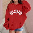 thumbnail image 3 of lnmuld Girls Hooded Sweatshirt,Big Girls Flower Printed Hoodie Solid Color Long Sleeves,Lightweight Pullover with Pocket for School & Outdoor Play,Kids Pullover Hoodie Size:7-8 Years, 3 of 5
