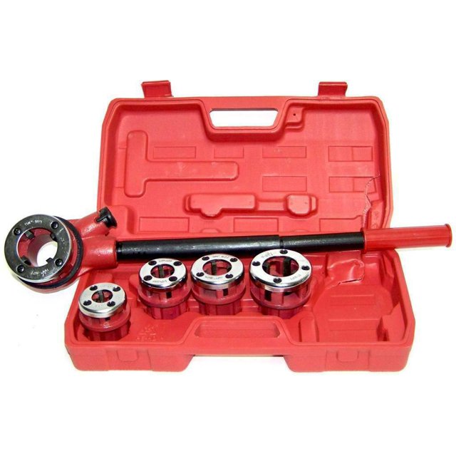 Pipe Threader With 5 Stock Dies Ratchet Handle Pluming Gas Construction Tools HD