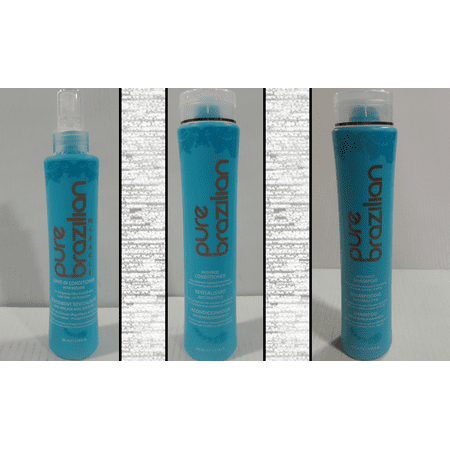 Pure Brazilian Anti-Frizz Shampoo, 13.5 oz & Conditioner, 13.5 oz & Miracle Leave-In Conditioner w/ Keratin, 6.78 oz Set
