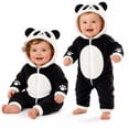 thumbnail image 2 of Tisuna Kids Fleece Costume Romper Boys Girls Long Sleeve Panda Bodysuit With Hood Cute Front Zipper Closure Winter Jumpsuit, Size 3-18 Months, Black, 2 of 4