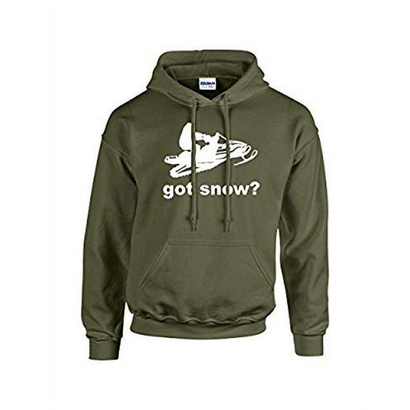 Got Snow? Funny Snowmobile Snowboard Skiing Cold Weather Winter Sports Men's Hooded Sweatshirt-Military-Large