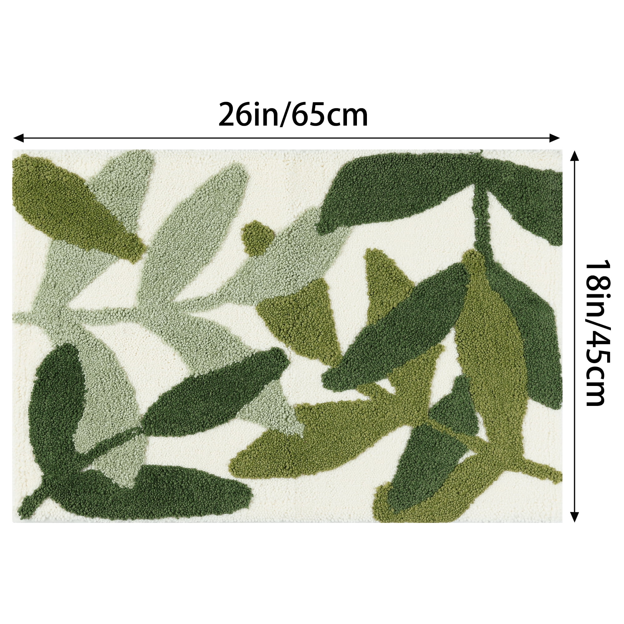 Unique Bargains 2 Pcs Non-Slip Quick Dry Bath Rugs Leaf-1/Leaves-3 20" x 32"