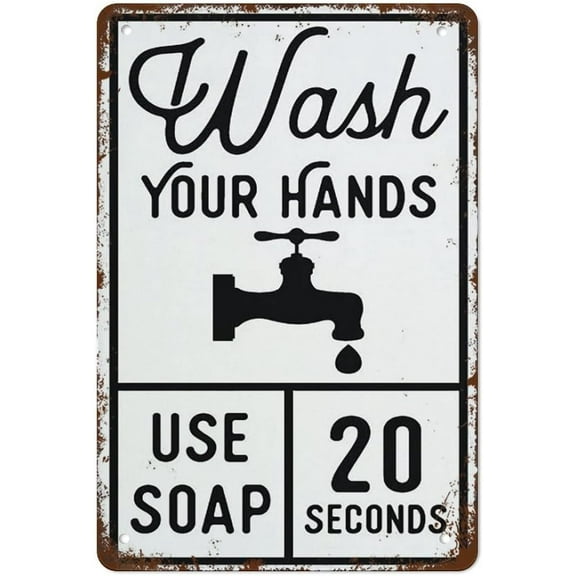 Metal Aluminum Sign Vintage Metal Signs Wash Your Hands Use Soap Bathroom Sign Farmhouse Sign Retro Wall Decor Aluminum Sign Funny Size: 12 x 8 Inches