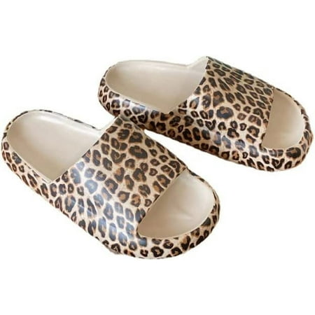 

PIKADINGNIS Leopard Grain Women Mens Slippers EVA Open Toe Bath Shower Slipper Quick Drying Non-Slip