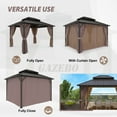 thumbnail image 3 of EAGLE PEAK 12x10 Outdoor Aluminum Frame Hardtop Gazebo with Galvanized & Powder Coated Steel Double Roof, Includes Netting and Curtains, for Garden, Patio, Deck and Lawn, 3 of 7