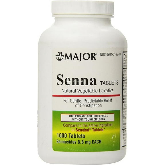 Senna 8.6 Mg Natural Vegetable Laxativ 1000 Tablets Generic for Senekot by MAJOR PHARMACEUTICALS (Original Version)