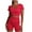 Red, variant on Scyoekwg Summer Two Piece Shorts Sets For Women Casual Sweatsuits Sets Trendy Loose Solid Color Short Sleeve Round Neck Slim Tops Shorts Tracksuit Matching Outfits (Black,S)