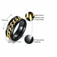 thumbnail image 2 of Gold/Blue/Rose Gold Spinner Chain Band Stainless Steel Men's Black Rings Sz 7-15, 2 of 9