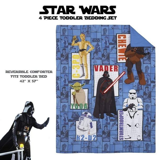 HTOOQ Star Wars Galaxies Await 4 Piece Toddler Bedding Set Fitted