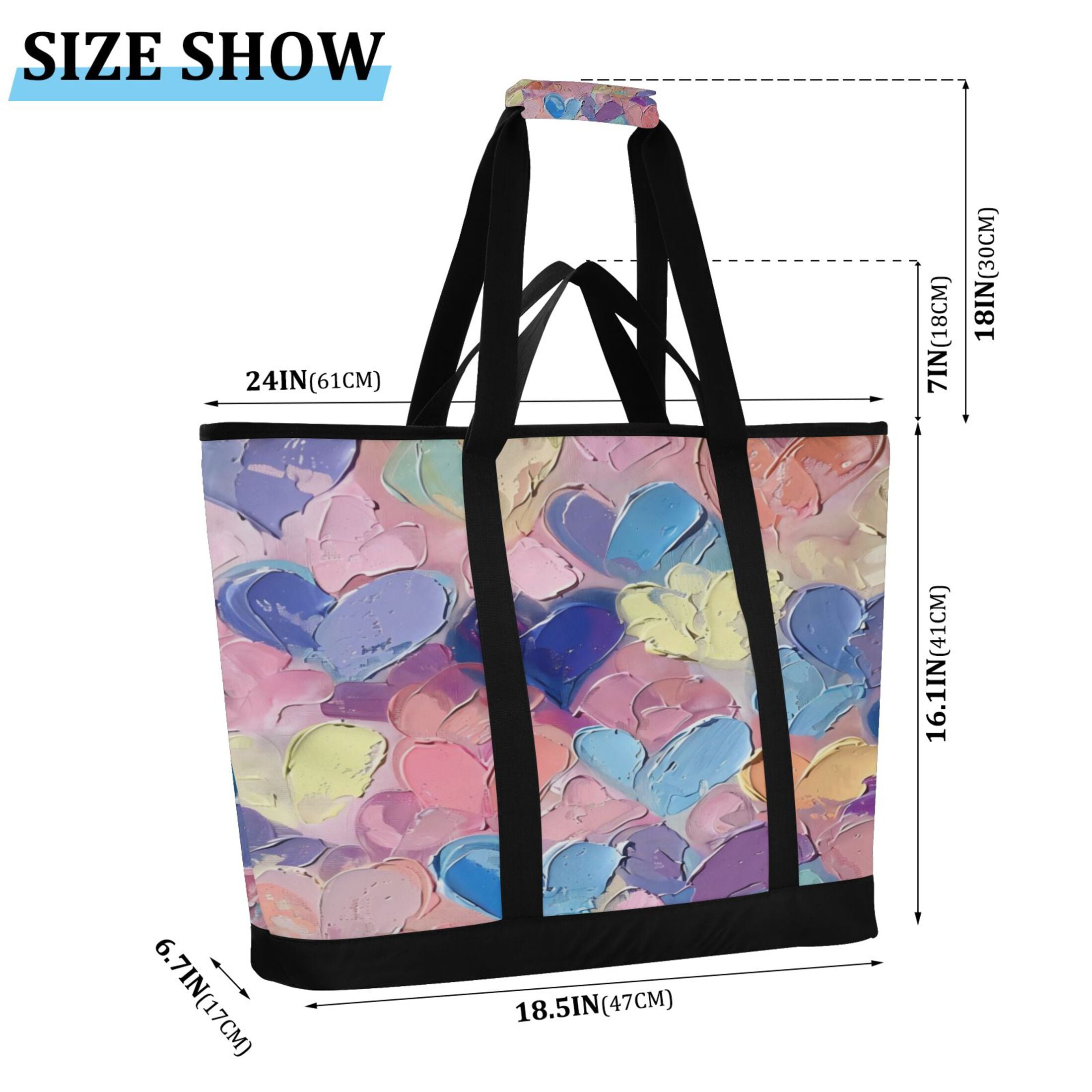 Large Hand-held Ice Pack Picnic Bag Insulation and Refrigeration Suitable for Shopping Picnics and Camping Pink Heart
