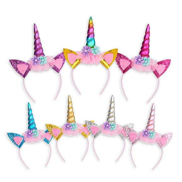 Diademas con forma de cuerno de unicornio Little World, paquete de 14 para todas las edades