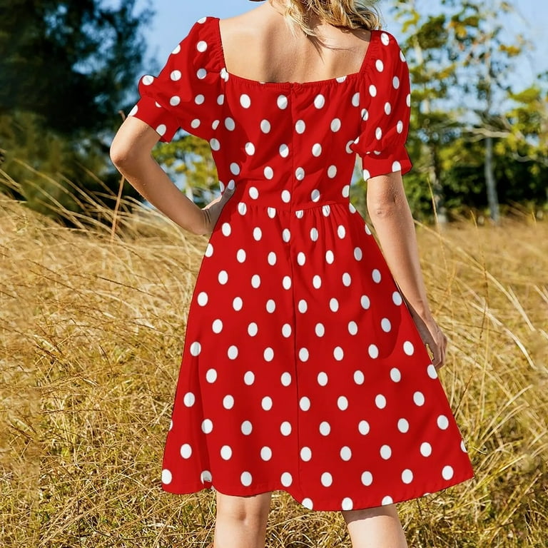 Chic Medium White and Red Polka Dots Dress beach dress prom dresses 2024 -  Walmart.com