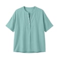 thumbnail image 5 of Maplenight Henley Shirts for Women Cotton Short Sleeve Blouses Button Relaxed Fit Casual Vacation Wear Summer Tops, 5 of 5