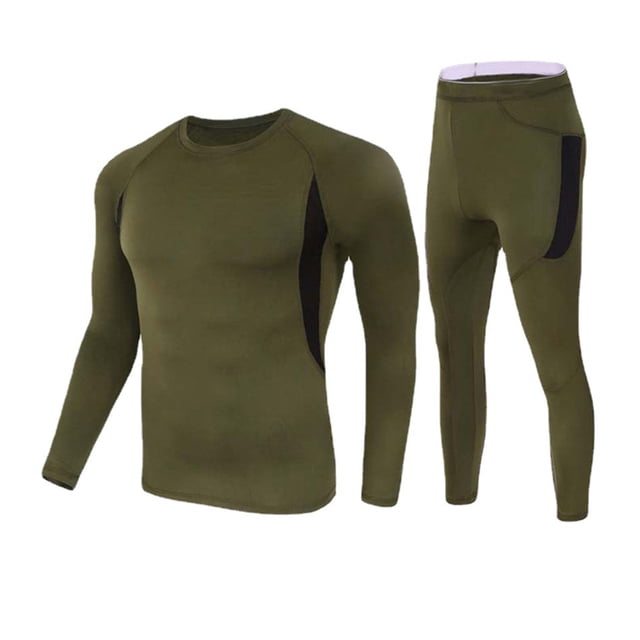 Qarigey Conjunto de ropa interior térmica para correr, trotar, poliéster transpirable, camisas de manga larga, pantalones, Camping, senderismo, viajar, Ropa interior Verde XXL Qarigey AP013375-11