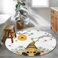 thumbnail image 3 of Yellow Gnomes Round Area Rug 4Ft Washable Circle Rugs for Bedroom Dining Room, Bees Spring Floral Daisy Branches Non-Slip Carpet Floor Mats Indoor Outdoor Carpet Runner Aesthetic Home Decor, 3 of 8