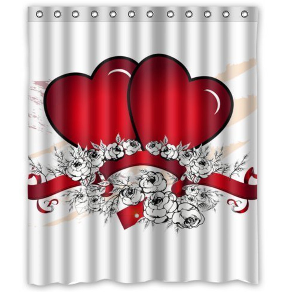 GreenDecor Happy Valentine'S Day Waterproof Shower Curtain Set with