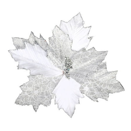 - Darice Silver Glitter Poinsettia Pick Velvet 11 X 11.5 Inches