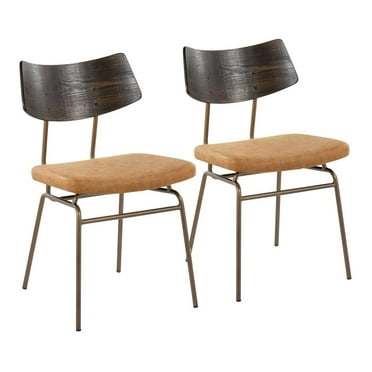LumiSource Black Metal, Dark Grey PU, Black Wood Walker Chair - Set of 2
