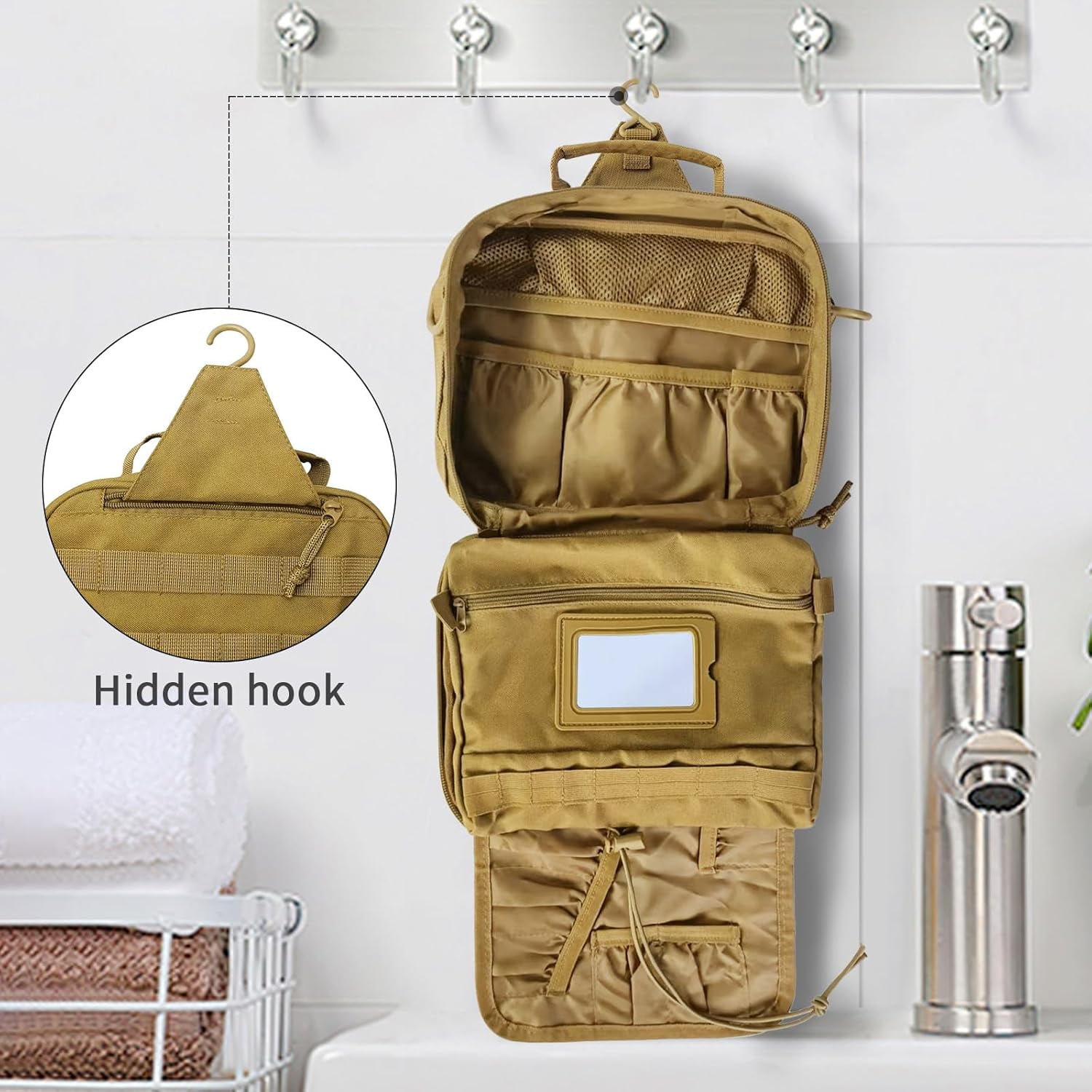 Travel Hanging Toiletry Bags,Tactical Toiletry Bag for Men,Bathroom Essentials Men's Toiletry Bag for Camping,Toiletries Organizer Dopp Kit, Travel Cosmetic Bag,Shaving Hygiene Bag