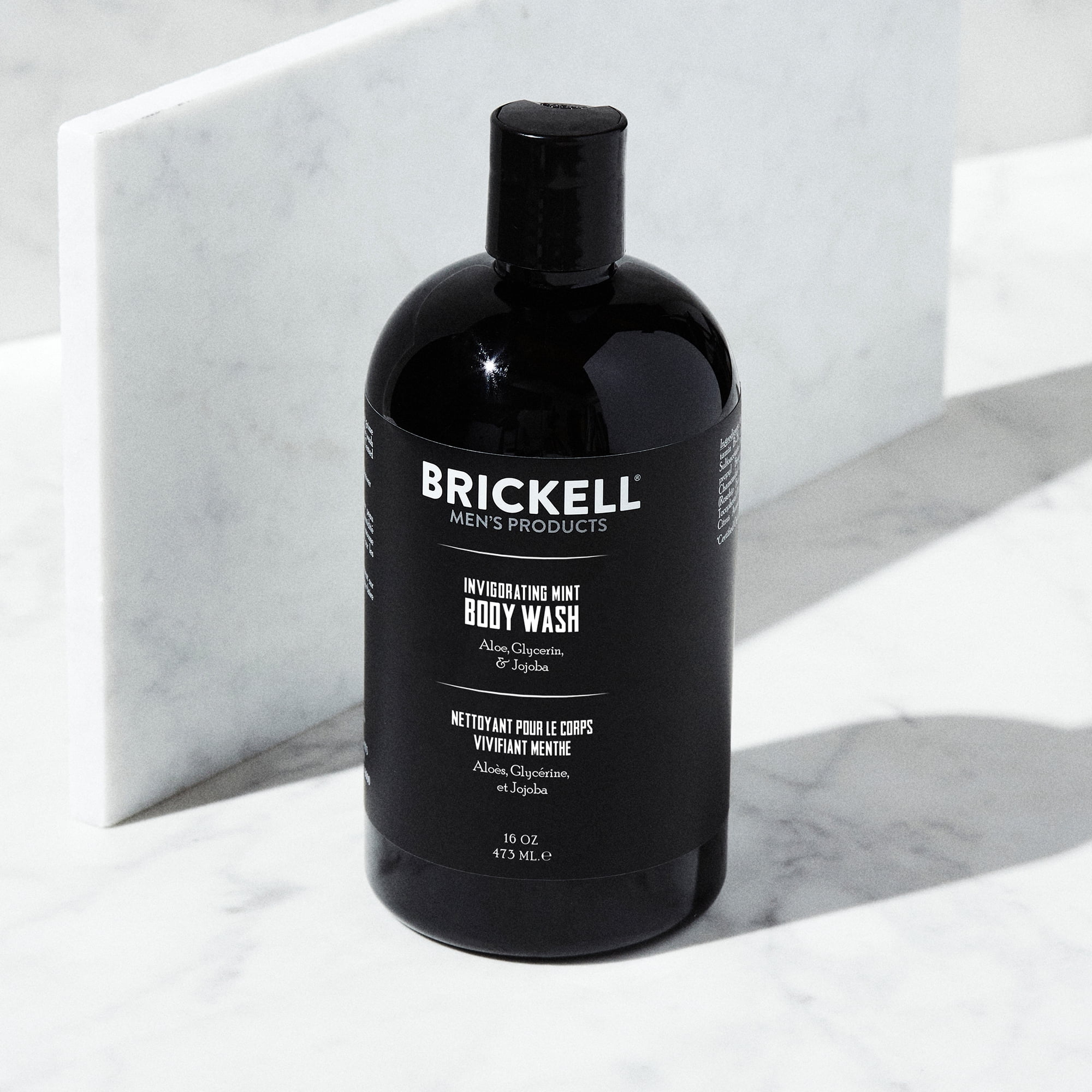 Brickell Men's Invigorating Mint Body Wash, Natural and Organic Ingredients, Sulfate-Free Shower Gel with Aloe, Glycerin, and Jojoba, 16 oz