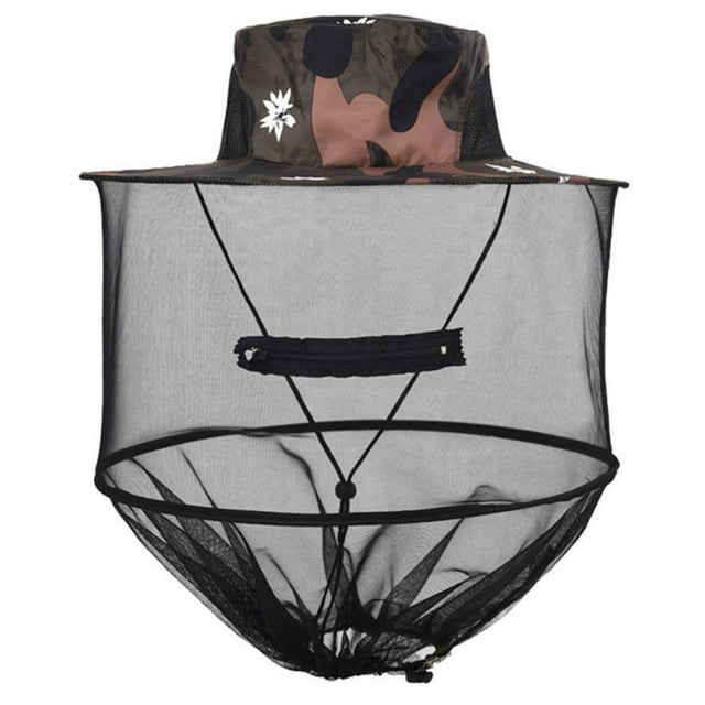 Camouflage Extérieur Pêche Anti-Moustique Anti-Soleil Chapeau de Protection du Visage