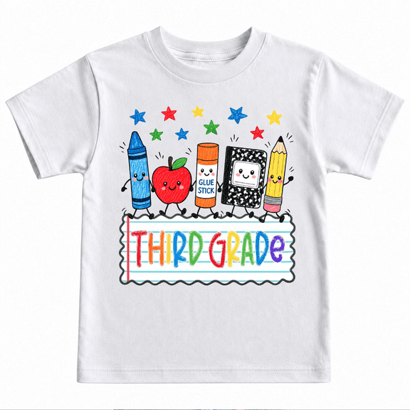 Godmerch Third Grade Shirt for Kids Cute School Supplies Back to School Graphic T Shirt