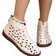 thumbnail image 4 of Willtoo Women's Casual Flats Shoes High Top Fashionable Hollow Out Shoes with Back Zipper Breathable Round Toe Soft Sole Comfortable Walking Footwear, 4 of 6