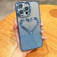thumbnail image 2 of Compatible with iPhone 15 Pro Max Bling Case Shiny Love Heart Glitter Diamond Full Camera Lens Protection Electroplated Edge Bumper Luxury Fashion Shockproof Cover for Women Girls, 2 of 9