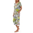 thumbnail image 3 of Weekease Printed Two Piece Pajama Sets for Women V Neck Short Sleeve Tops and Capri Casual Summer Sleepwear, 3 of 7