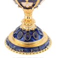 thumbnail image 2 of Boîte à bijoux en forme d'œuf de Pâques, peinte à la main, décorative, en alliage émaillé, à charnière, pour bagues et colliers, bleu et blanc, 2 of 4