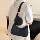 thumbnail image 4 of Bolso bandolera para mujer Bolso de media luna acolchado de hilo con bolso redondo pequeño (negro) Likrtyny Para Estrenar, 4 of 8