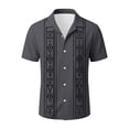 thumbnail image 3 of Mens Cuban Guayabera Shirts Short Sleeve Casual Shirt Button Down Beach Summer Mexican Weding Shirts Size 3XL Dark Gray, 3 of 3